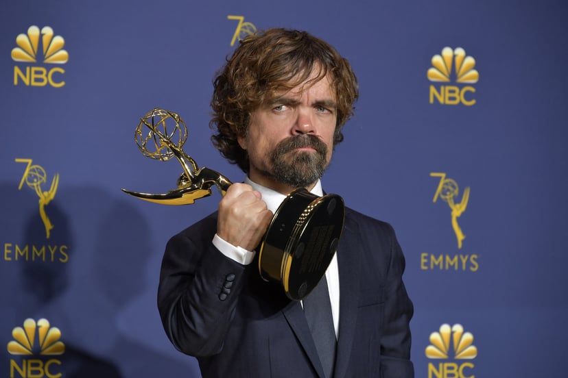 LOS ANGELES, CA - SEPTEMBER 17:   Peter Dinklage accepts the Outstanding Supporting Actor in a Drama Series award for 'Game of Thrones' during the 70th Emmy Awards on September 17, 2018 in Los Angeles, California.  (Photo by Neilson Barnard/FilmMagic)