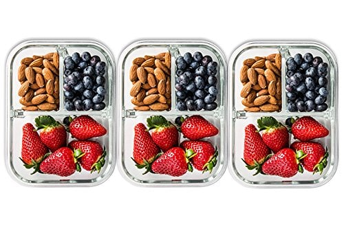 3-Compartment Glass Meal Prep Containers