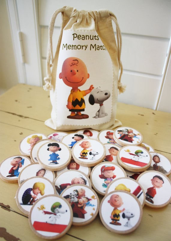 Peanuts-Inspired Wooden Memory Match Game