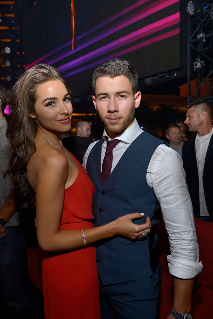 On Saturday, Joe Jonas partied with his girlfriend, Olivia Culpo, at his brother Joe's birthday celebration at XS nightclub in Las Vegas.