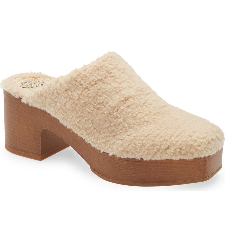 A Statement Shoe: Vince Camuto Rimindel Faux Shearling Platform Mules