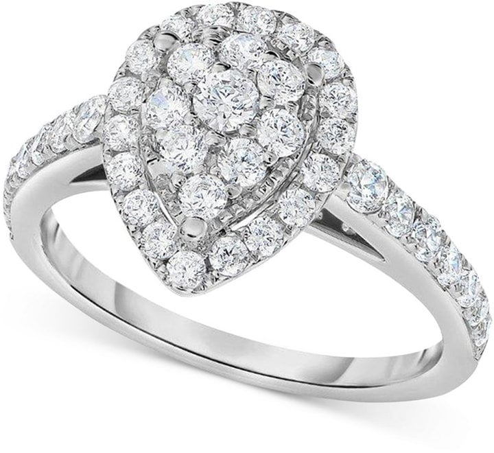 Macy's Diamond Pear Antique-Inspired Engagement Ring in 14k White Gold