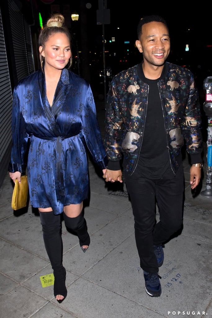 Chrissy Teigen Peep-Toe Boots With John Legend June 2018