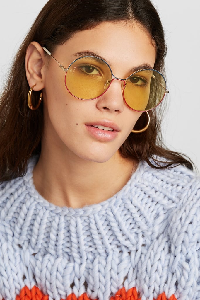 Gucci Oversize Round-Frame Gold-Tone Sunglasses