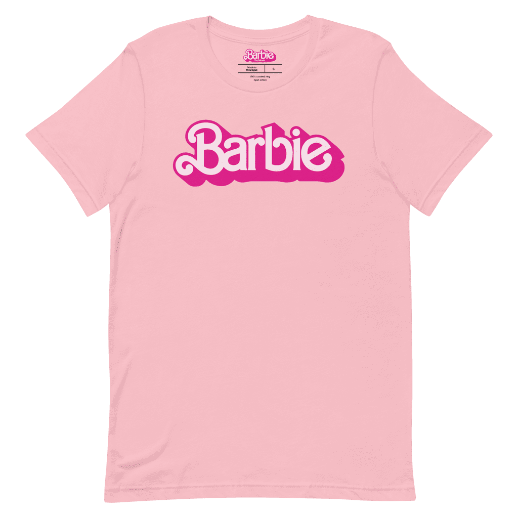 Barbie The Movie Logo Pink Tee Where to Buy Barbie Movie Merchandise