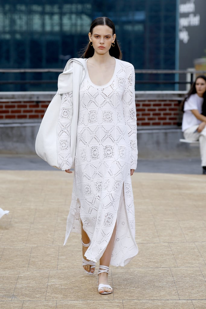 A White Lace Dress and Leather Bag From the Jonathan Simkhai Runway at New York Fashion Week