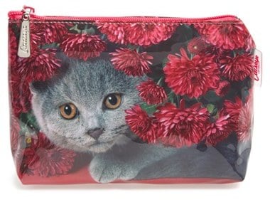 Small Cat Flowers Cosmetics Case