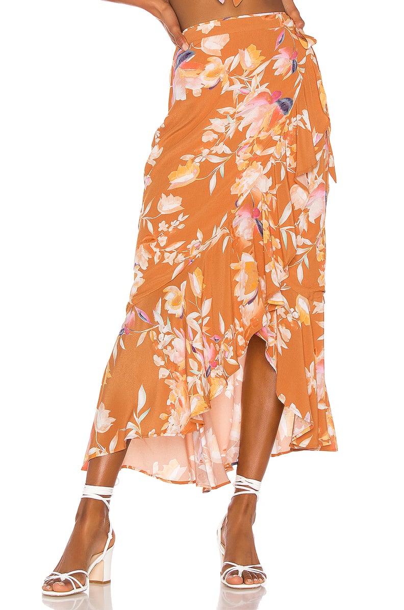 Song of Style Kaia Midi Skirt in Rust Floral from Revolve.com