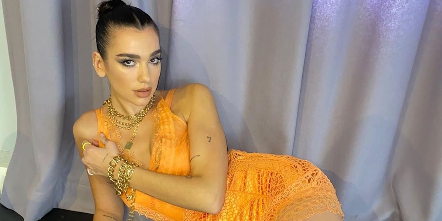 dua lipa orange dress  Dua Lipa wearing Marc Jacobs Spring '18 to the Clive Davis Pre-Grammy  Party 