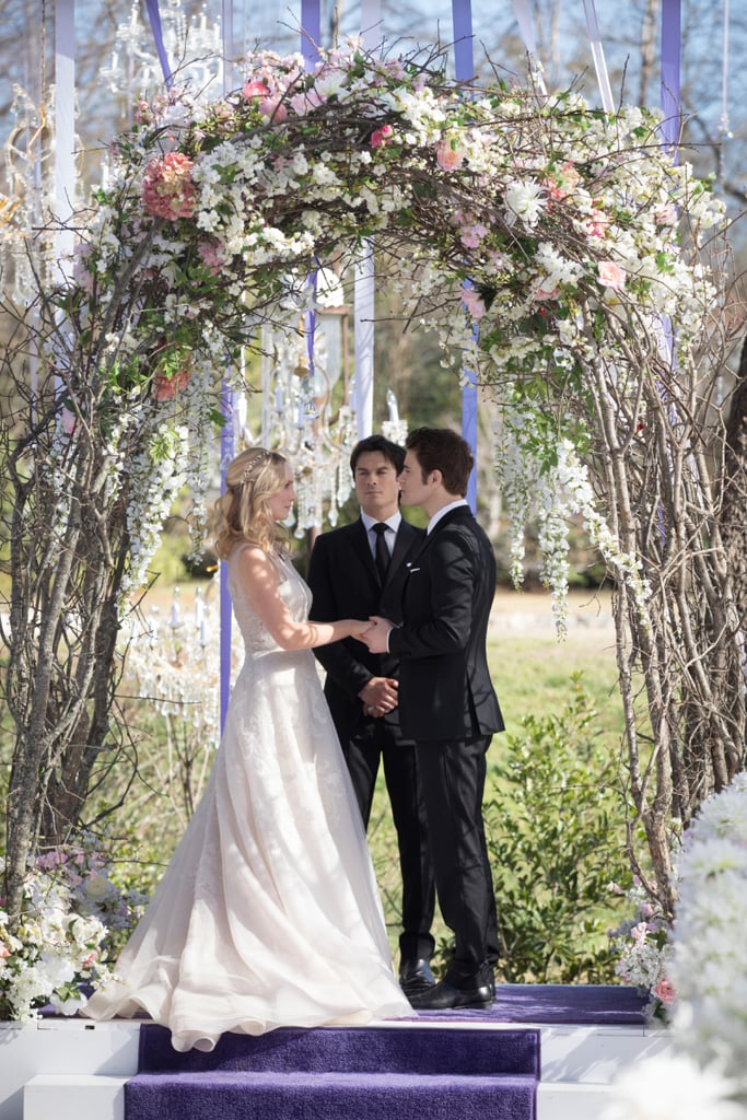 The Couple Says Their "I Dos" Caroline's Wedding Dress in The Vampire