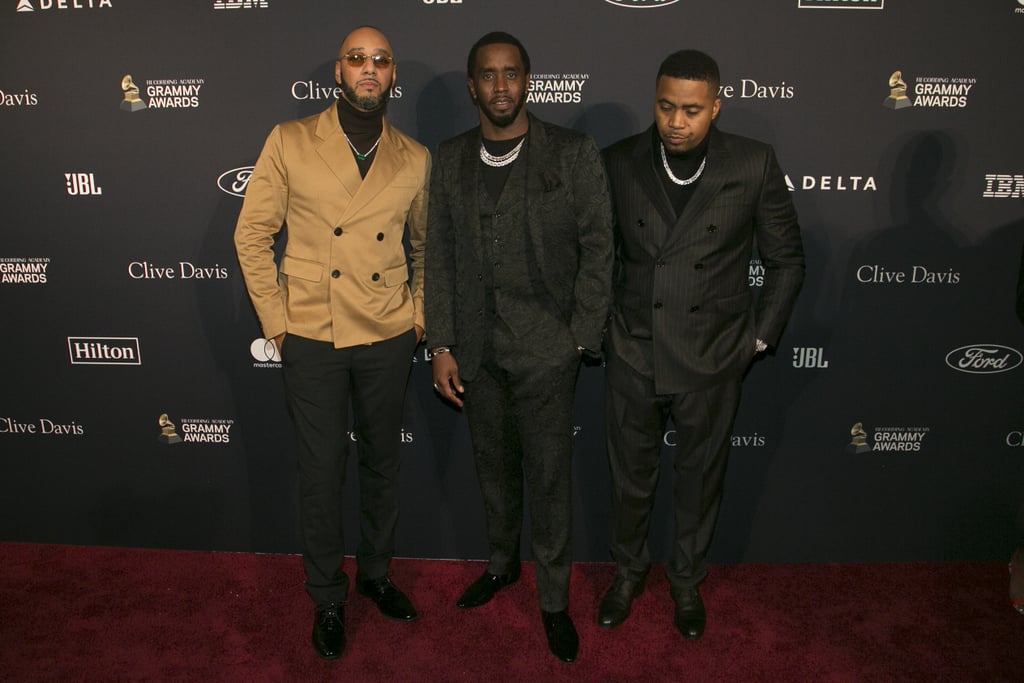 Swizz Beatz, Diddy, and Nas at Clive Davis's 2020 Pre-Grammy Gala in LA