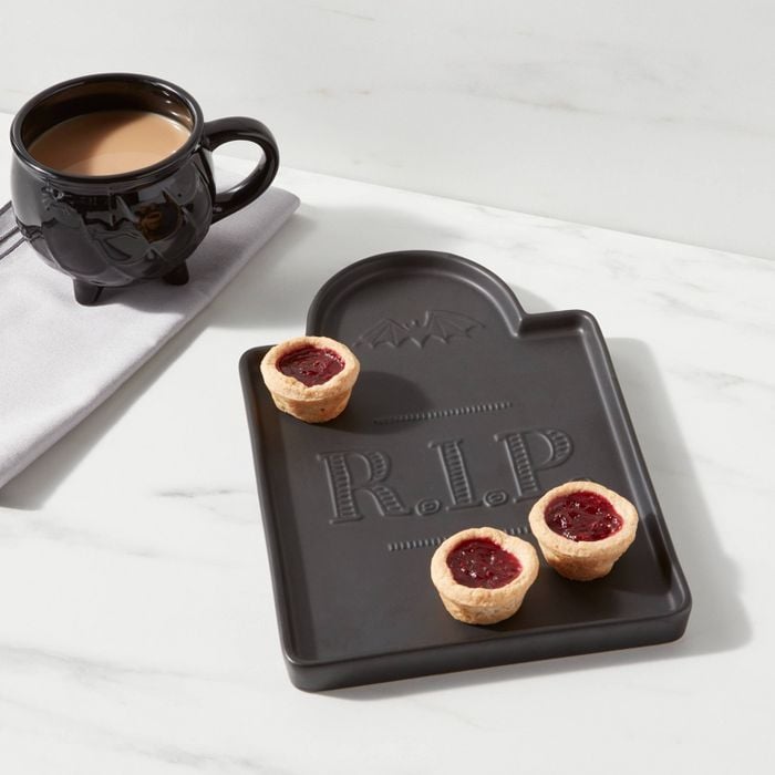 Plated Perfection: Threshold Stoneware RIP Tombstone Serving Platter
