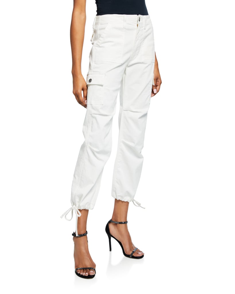 Alice + Olivia Jeans Mid-Rise Cropped Cargo Pants w/ Drawstring Hem