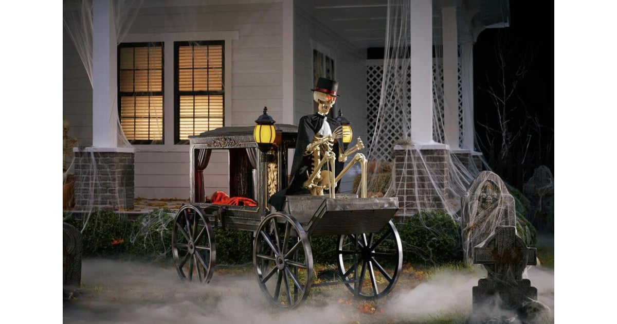 Animated LED Haunted Hearse With Skeleton Home Depot Halloween Decor