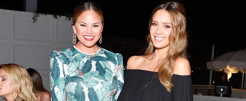 Jessica Alba Cradles Her Baby Bump While Hanging With Chrissy Teigen