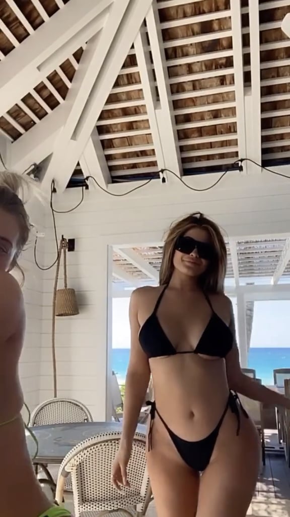 Kylie Jenner Wearing a Black String Bikini on Vacation