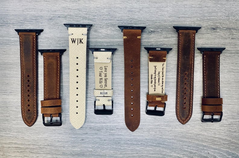 For Their Watch: Monogrammed Vintage Leather Watch Band For Apple Watch