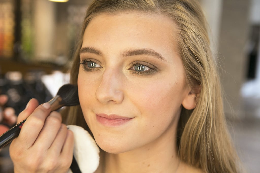Even though your cheeks are already contoured with bronzer, make sure to give them a hint of flushed color by applying blush to the apples of your cheeks.