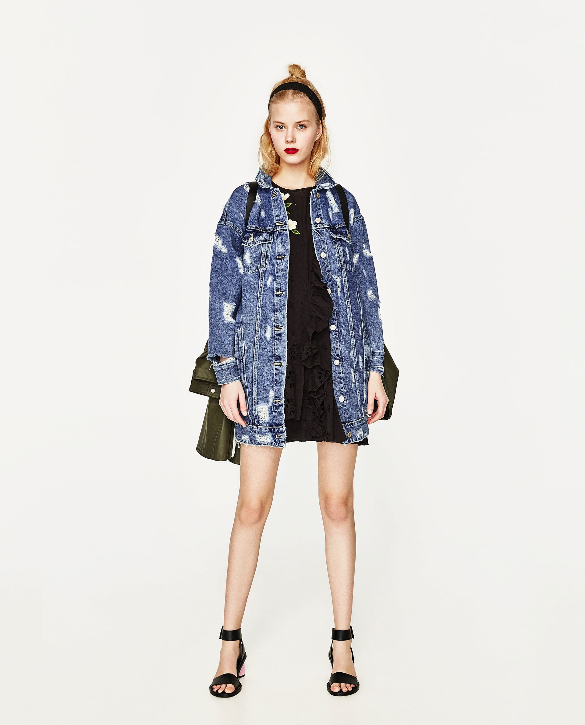 zara long denim jacket