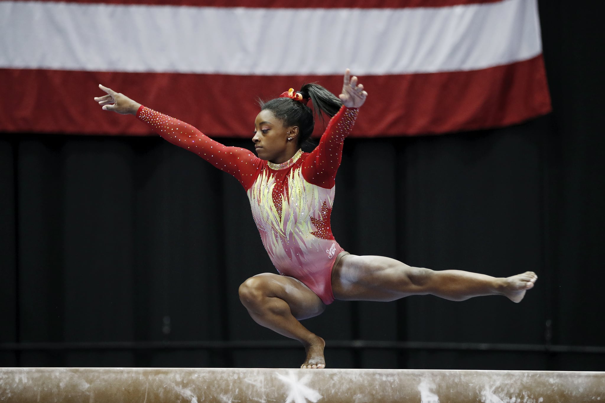 COLUMBUS, OH - JULY 28: Simone Biles competes during the 2018 U.S. Classic gymnastics seniors event at Jerome Schottenstein Center on July 28, 2018 in Columbus, Ohio. (Photo by Joe Robbins/Getty Images)