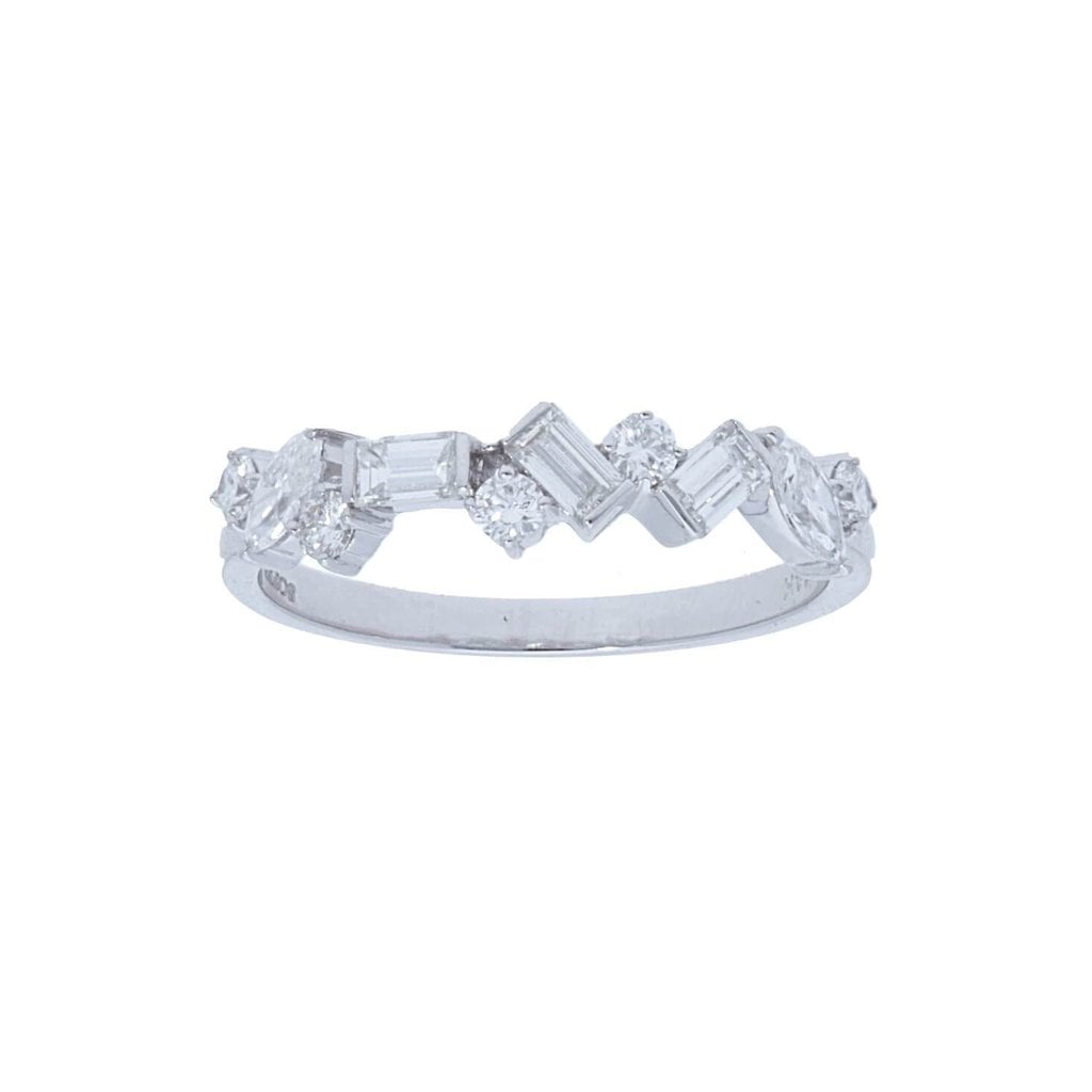 Stephanie Gottlieb Alternating Baguette & Round Diamond Halfway Band