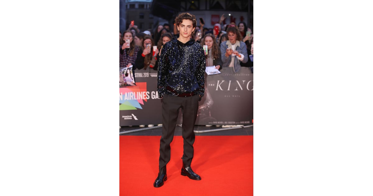 Timothée Chalamet Wearing a Sequined Hoodie at The King&#39;s Premiere | Best Celebrity Style This ...