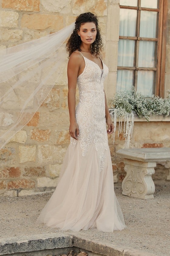 Keeping My Promise White Embroidered Lace Trumpet Maxi Dress
