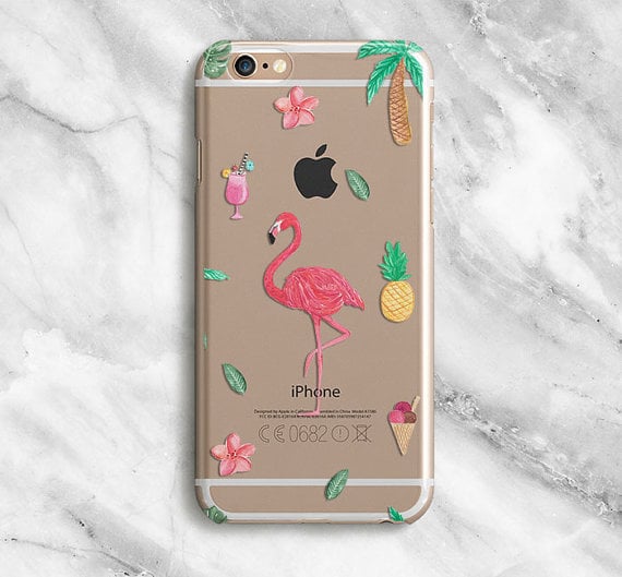 Clear Flamingo iPhone Case