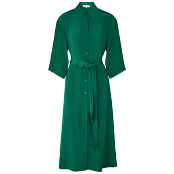 Brandon Maxwell Olive Pleated Poplin Shirt Dress - Meghan Markle