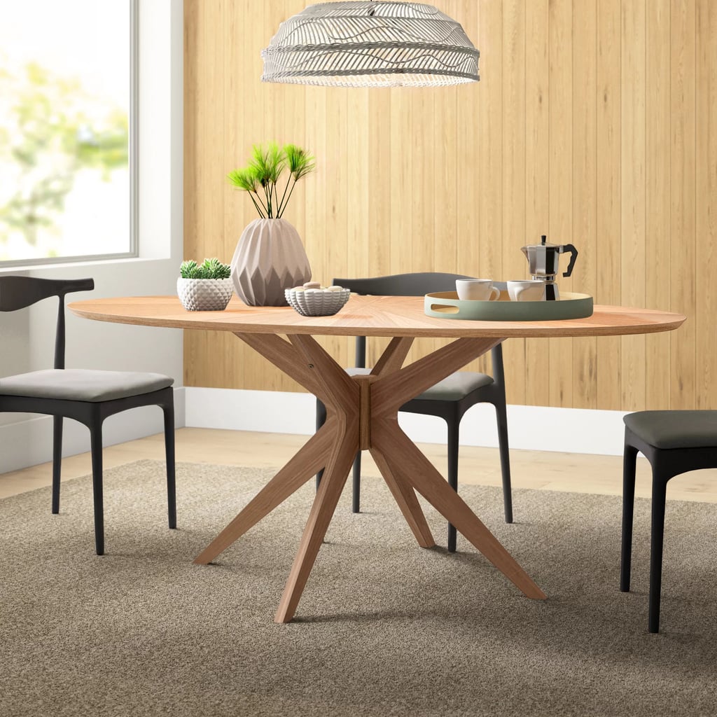 A Midcentury Dining Table: AllModern Thomas 70.5" Solid Oak Pedestal Dining Table