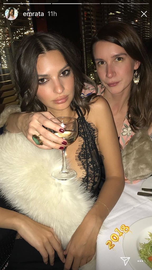 Emily Ratajkowski Lace Bodysuit on New Year's Eve