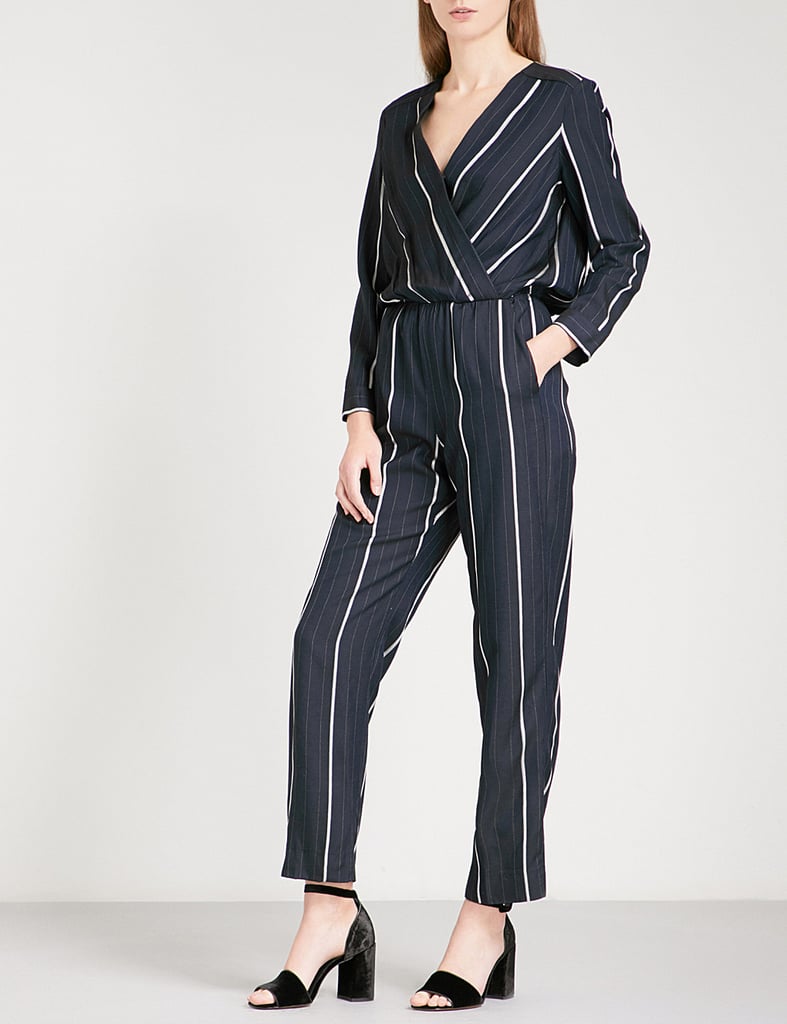 Maje Panti V-Neck Pinstriped Woven Jumpsuit