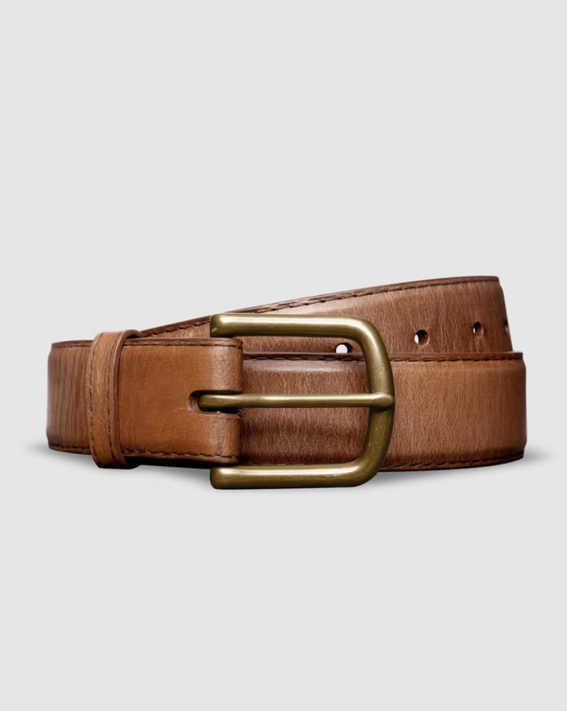 Tecovas Men's Goat Belt ($95)
There is nothing more timeless than a leather belt. This design is handmade in Mexico and includes an antique brass buckle. The band is just over an inch thick, making it versatile for any outfit or occasion.