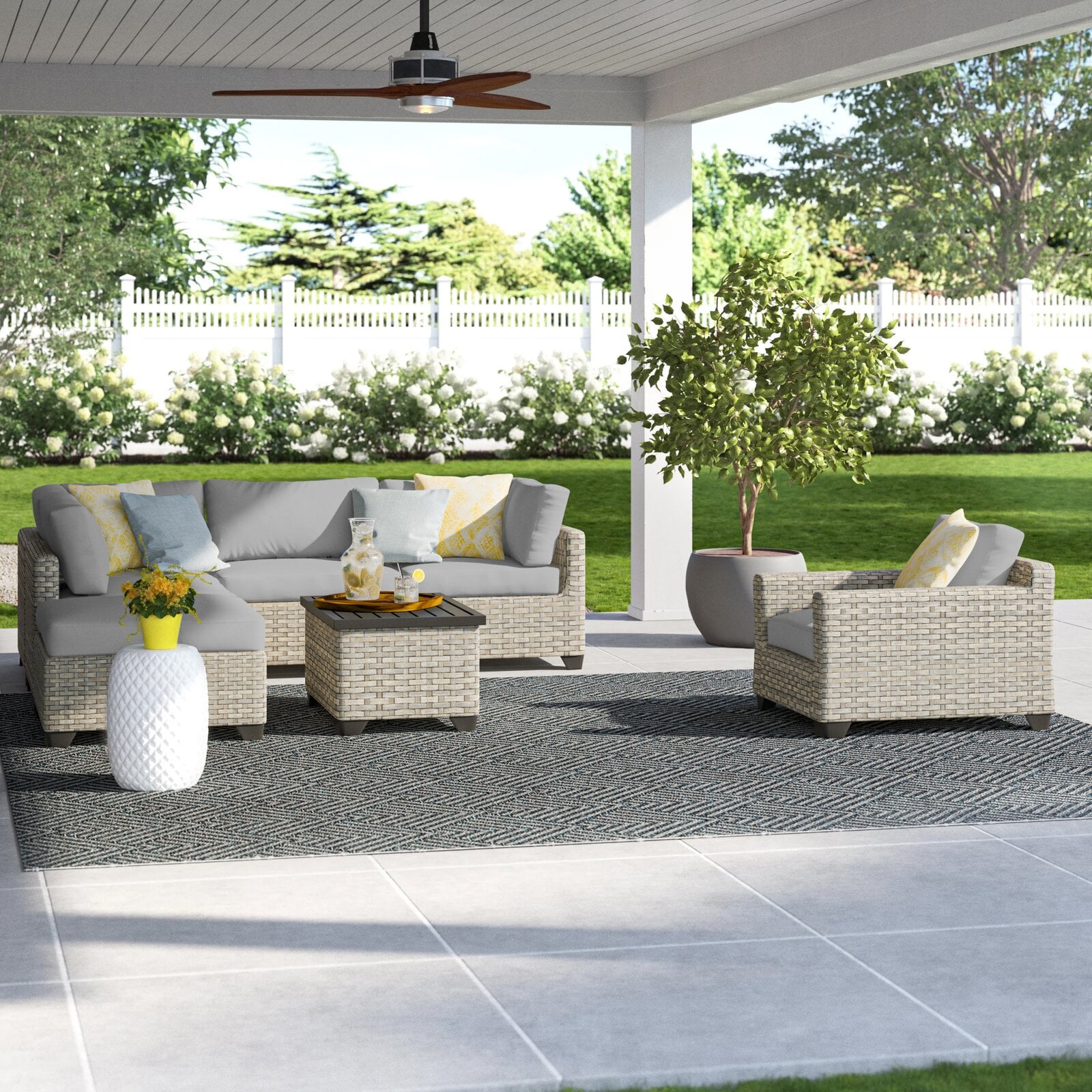 Falmouth 7 cheap piece rattan sectional