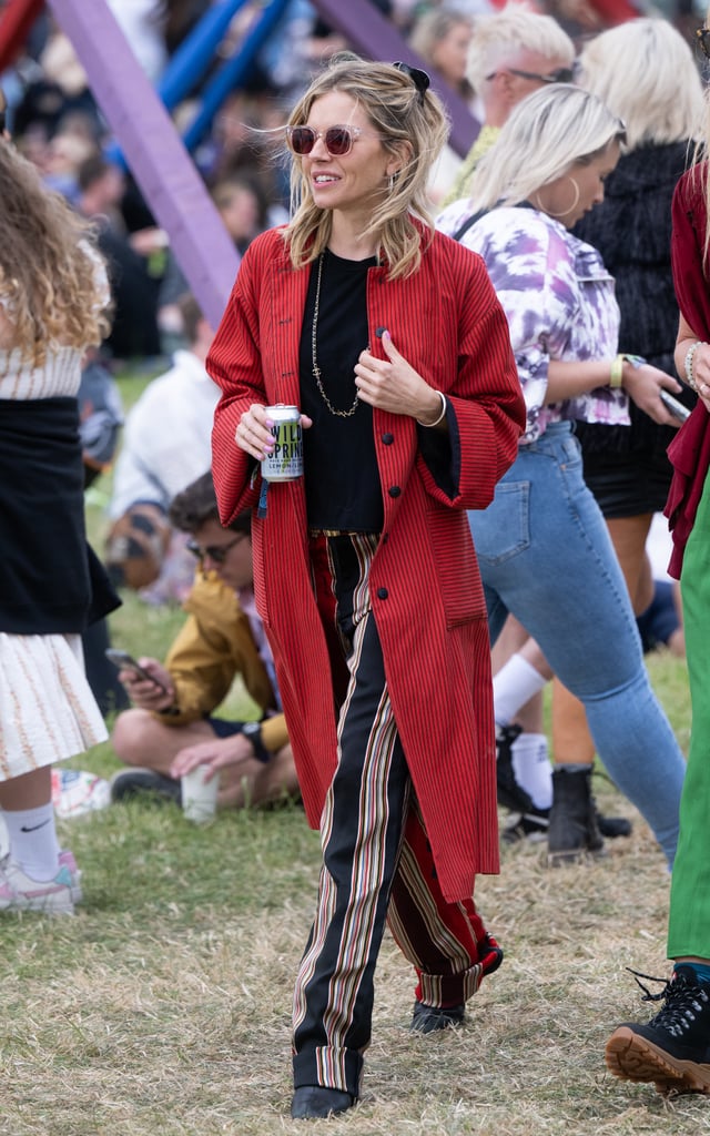 Sienna Miller Wearing Pinstripes at Glastonbury
