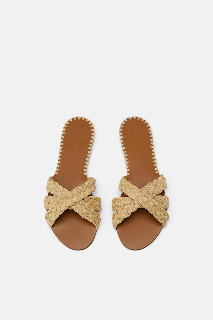 Natural Raffia Flat Sandals  Best Zara  Sandals  POPSUGAR 