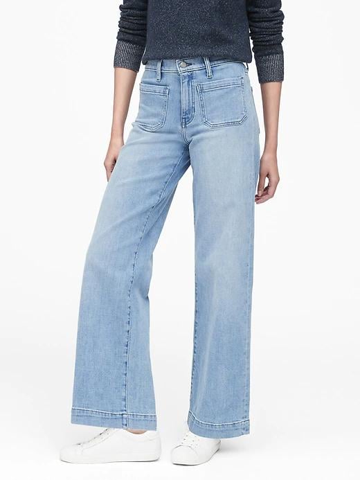 High-Rise Wide-Leg Patch Pocket Jeans