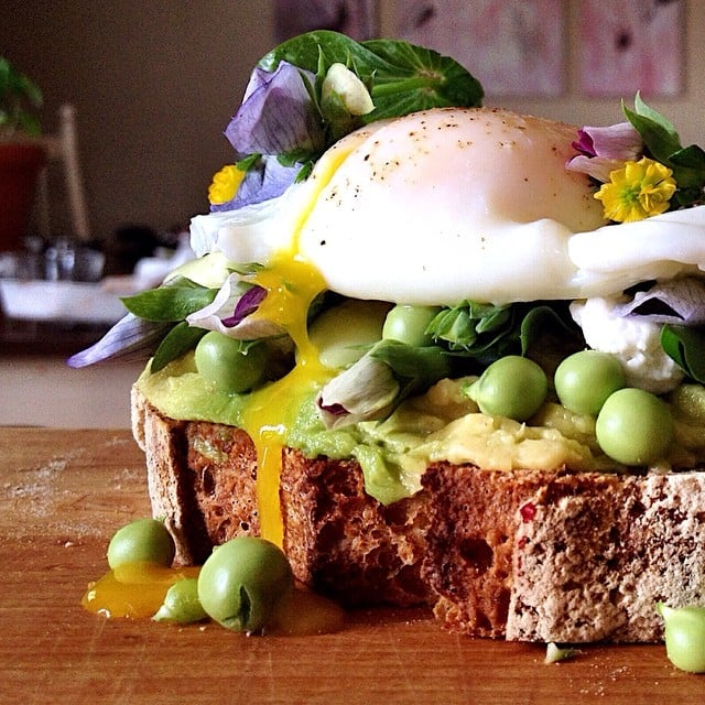 Two words: food porn. Between the edible flowers and fresh garden peas, this take on avocado toast needs to be duplicated ASAP.
Source: Instagram user dennistheprescott