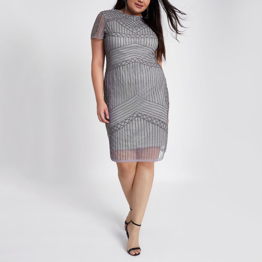 river island grey ribbed dress