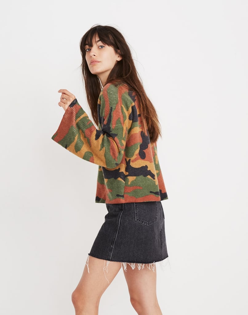 Madewell Cottontail Camo Wide-Sleeve Sweater
