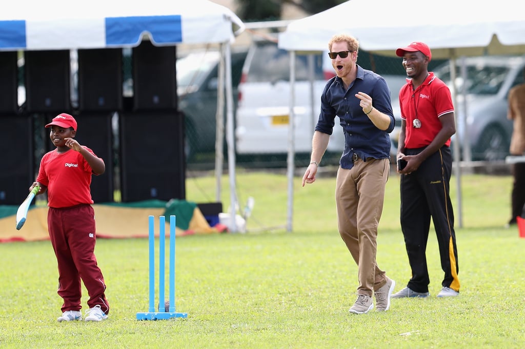Prince Harry Playing Cricket With Kids in the Caribbean 2016