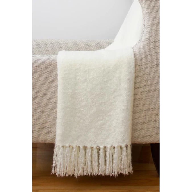 A Cozy Blanket: Allen + Roth Cream Polyester Throw
