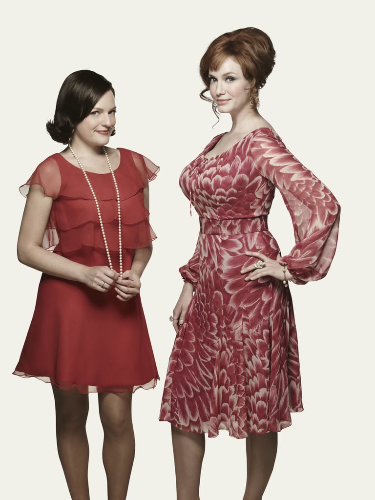 Moss as Peggy Olson and Hendricks as Joan Harris.