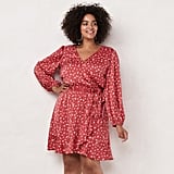 Balloon Sleeve Wrap Dress ...