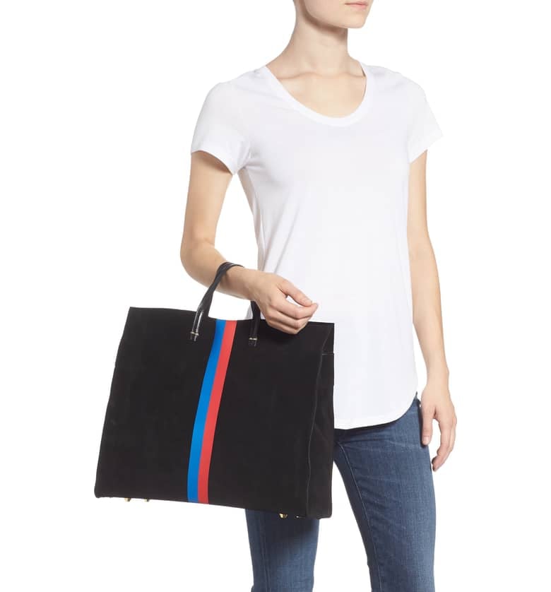 Clare V. Simple Stripe Suede Tote