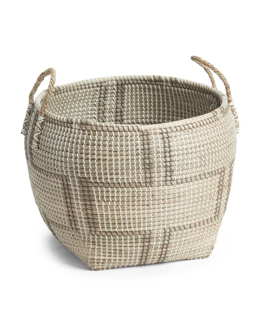 Large Seagrass Patterned Storage Basket