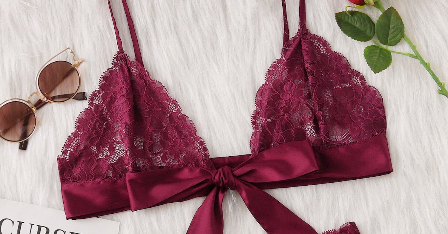 Bras N Things - Red Lace Set With Diamantés on Designer Wardrobe