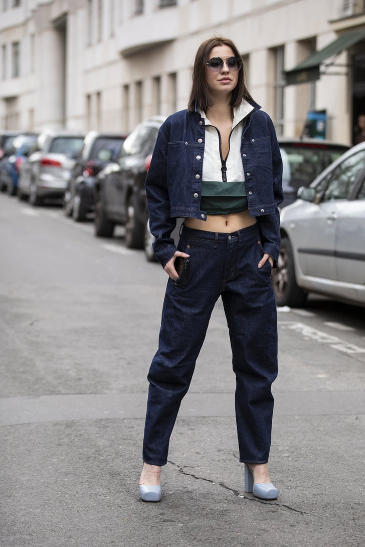 Style a crop top with jeans and a denim jacket. Casual Everyday