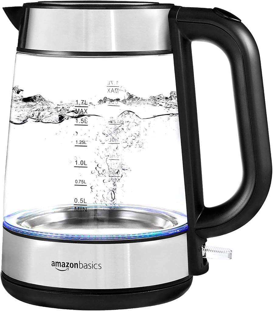 A Sleek Kettle: Amazon Basics Electric Glass and Steel Hot Water Kettle