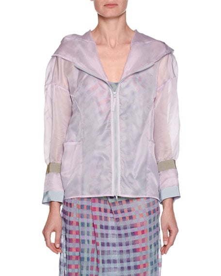 Emporio Armani Silk Organza Hooded Anorak Jacket